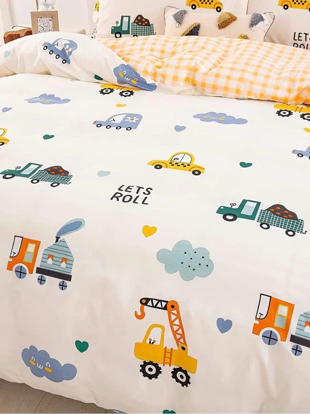 DJY truck 100% cotton duvet cover + ONE sham- queen